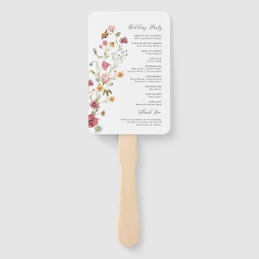 Wildflowers Trouwprogramma Hand Fan Handwaaier (Achterkant)