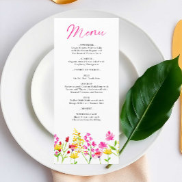 Wildflowers Trouwschrift florale waterverf Menu