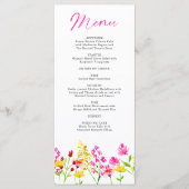 Wildflowers Trouwschrift florale waterverf Menu (Voorkant)