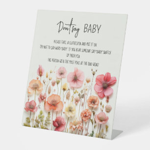 Wildflowers Tuin Baby shower Spel Zeg niet baby Reclamebord Met Voetstuk