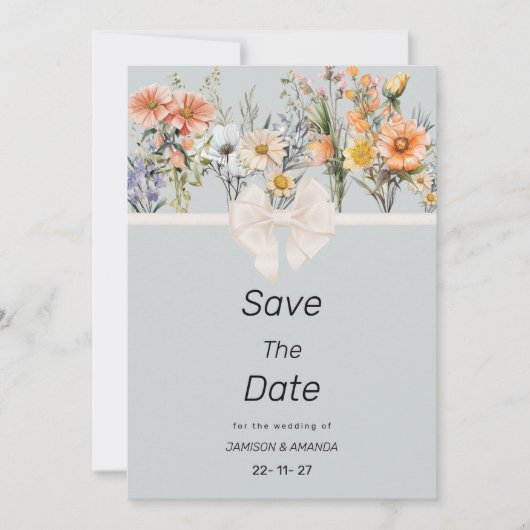 Wildflowers tuin botanische bloemen Save The Date Kaart (Voorkant)
