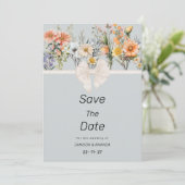 Wildflowers tuin botanische bloemen Save The Date Kaart (Staand voorkant)