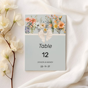 Wildflowers tuin botanische bloemen tafel nummers kaart