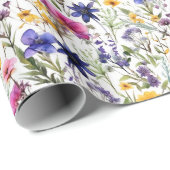 Wildflowers Verjaardag Douche bruiloft Waterverf Cadeaupapier (Rol Hoek)