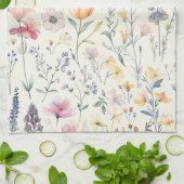 Wildflowers Verjaardag Douche bruiloft Waterverf Theedoek (Gevouwen)