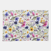 Wildflowers Verjaardag Douche bruiloft Waterverf Theedoek (Horizontaal)