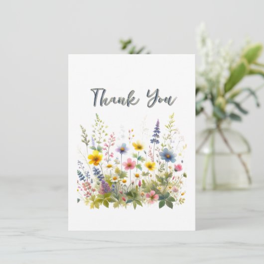  Wildflowers Verjaardagsfeest Bedankkaart (Staand voorkant)