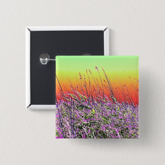 WILDFLOWERS VIERKANTE BUTTON 5,1 CM (Voorkant /achterkant)