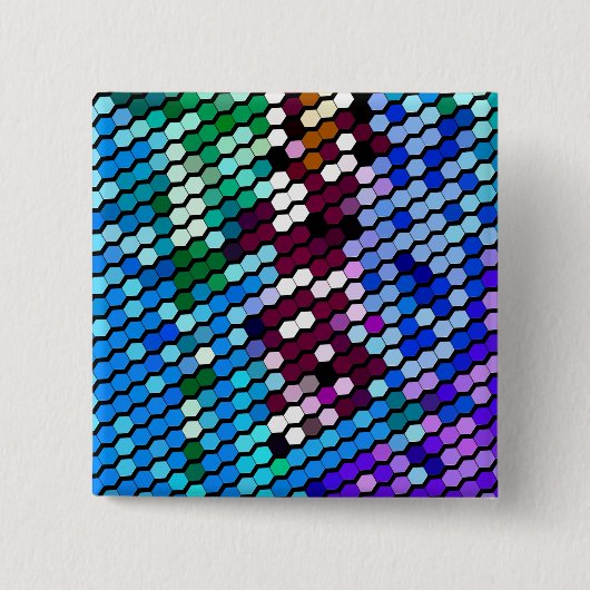 WILDFLOWERS VIERKANTE BUTTON 5,1 CM (Voorkant)