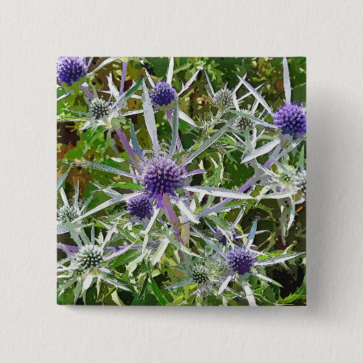 WILDFLOWERS VIERKANTE BUTTON 5,1 CM (Voorkant)