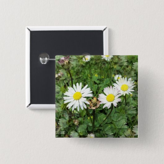 WILDFLOWERS VIERKANTE BUTTON 5,1 CM (Voorkant /achterkant)
