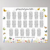 Wildflowers Vlinders 20 Tafels Trouwstoelen Poster (Voorkant)