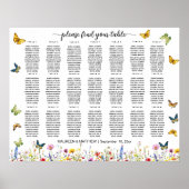 Wildflowers Vlinders 21 Tafels Trouwstoelen Poster (Voorkant)