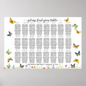 Wildflowers Vlinders 24 Tafels Trouwstoelen Poster (Voorkant)