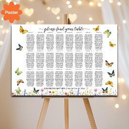 Wildflowers Vlinders 24 Tafels Trouwstoelen Poster