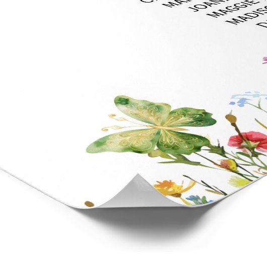 Wildflowers Vlinders 28 Tafels Trouwstoelen Poster (Hoek)