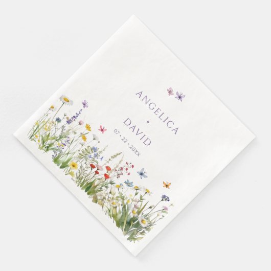Wildflowers Vlinders bruiloft servet (Hoek)