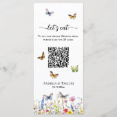 Wildflowers Vlinders Elegante QR Code Wedding Menu (Voorkant)