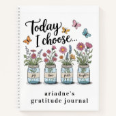 Wildflowers Vlinders Mason Jar Dankbaarheid Notitieboek (Voorkant)
