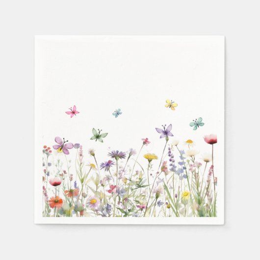 Wildflowers Vlinders Papier servet (Voorkant)