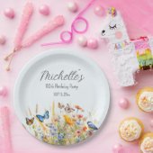 Wildflowers Vlinders Vogels Verrassing 80e Papieren Bordje (Feest)