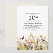 Wildflowers Vogels Vlinders 10e Jubileum Kaart (Voorkant / Achterkant)