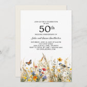 Wildflowers Vogels Vlinders 50e Jubileum Kaart (Voorkant / Achterkant)