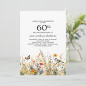 Wildflowers Vogels Vlinders 60e Jubileum Kaart (Staand voorkant)