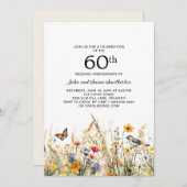 Wildflowers Vogels Vlinders 60e Jubileum Kaart (Voorkant / Achterkant)