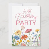Wildflowers Volwassen 60e verjaardagsfeest Kaart (Achterkant)