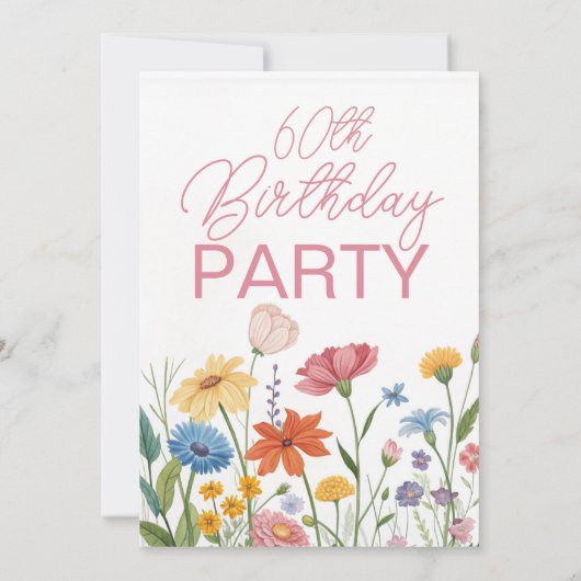 Wildflowers Volwassen 60e verjaardagsfeest Kaart (Achterkant)