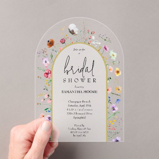 Wildflowers Vrijgezellenfeest Acryluitnodiging Acryl Uitnodigingen (Insitu (Draagbaar))