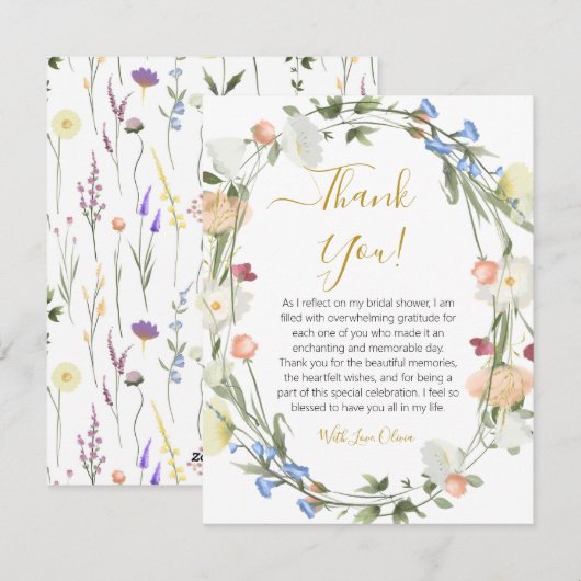 Wildflowers Vrijgezellenfeest bedankje Feestdagenkaart (Voorkant / Achterkant)