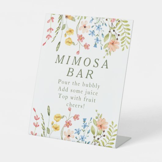 Wildflowers Vrijgezellenfeest Mimosa Sign Reclamebord Met Voetstuk (Voorkant)