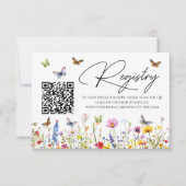Wildflowers Vrijgezellenfeest QR Code Registry Kaa RSVP Kaartje (Voorkant)