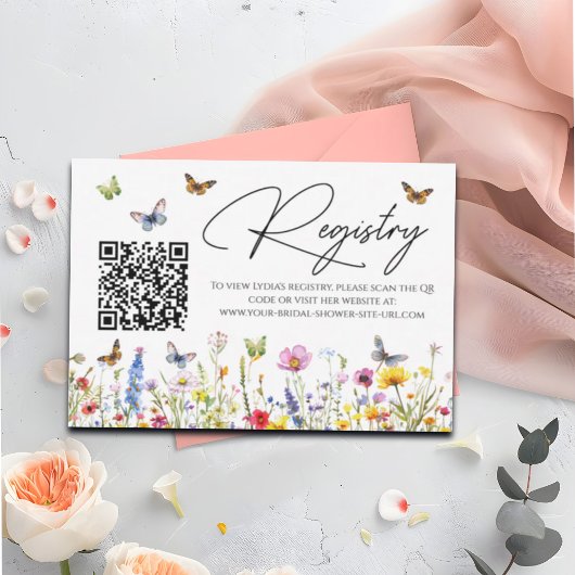 Wildflowers Vrijgezellenfeest QR Code Registry Kaa RSVP Kaartje