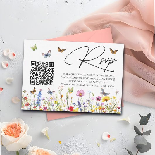 Wildflowers Vrijgezellenfeest QR Code RSVP Card