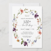 Wildflowers Vrouwelijke Bloemen 100ste Verjaardags Kaart (Voorkant)