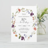 Wildflowers Vrouwelijke Bloemen 80ste Verjaardagsf Kaart (Staand voorkant)