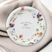 Wildflowers Vrouwelijke Bloemen 90ste Verjaardagsf Papieren Bordje