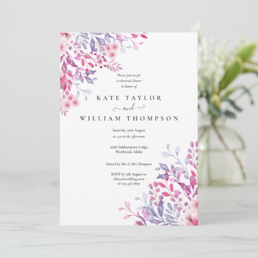 Wildflowers Waterverf bloemenrepetitie diner Kaart (Staand voorkant)