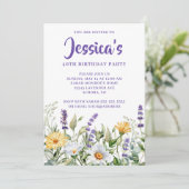 Wildflowers Waterverf Border 40e verjaardag Kaart (Staand voorkant)