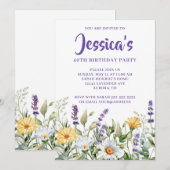 Wildflowers Waterverf Border 40e verjaardag Kaart (Voorkant / Achterkant)