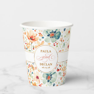 Wildflowers Waterverf Floral Elegant Boho Wedding Papieren Bekers