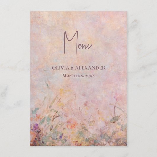 Wildflowers Waterverf Floral Wedding Menu (Voorkant)