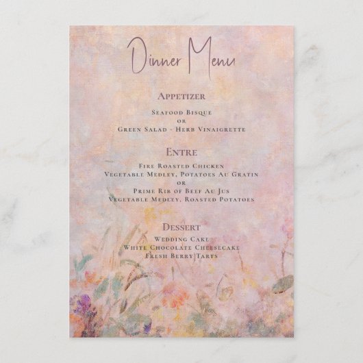 Wildflowers Waterverf Floral Wedding Menu (Achterkant)