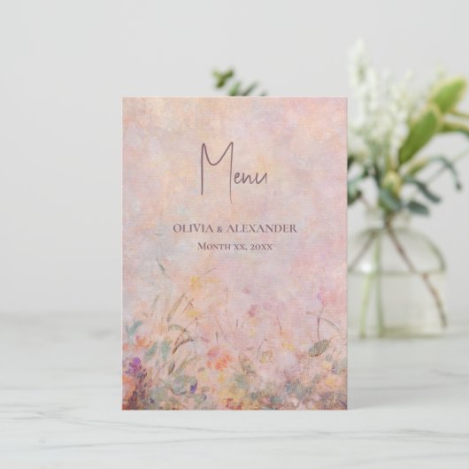 Wildflowers Waterverf Floral Wedding Menu (Staand voorkant)