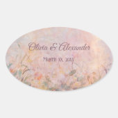 Wildflowers Waterverf Floral Wedding Ovale Sticker (Voorkant)