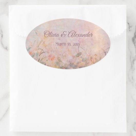 Wildflowers Waterverf Floral Wedding Ovale Sticker (Tas)