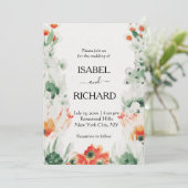 Wildflowers Waterverf Flowers Boheemse bruiloft Kaart (Staand voorkant)